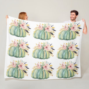 Blauer Kürbis Blumenfall Wasserfarbe elegant Herbs Fleecedecke