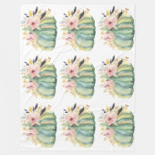 Blauer Kürbis Blumenfall Wasserfarbe elegant Herbs Fleecedecke (Vorderseite)