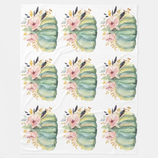 Blauer Kürbis Blumenfall Wasserfarbe elegant Herbs Fleecedecke (Vorderseite)