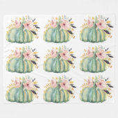 Blauer Kürbis Blumenfall Wasserfarbe elegant Herbs Fleecedecke (Vorderseite (Horizontal))