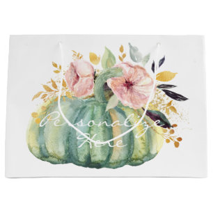 Blauer Kürbis Blumenfall Wasserfarbe elegant Herbs Große Geschenktüte