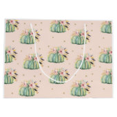 Blauer Kürbis Blumenfall Wasserfarbe elegant Herbs Große Geschenktüte (Rückseite)