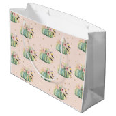 Blauer Kürbis Blumenfall Wasserfarbe elegant Herbs Große Geschenktüte (Rückseite Schrägansicht)