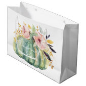 Blauer Kürbis Blumenfall Wasserfarbe elegant Herbs Große Geschenktüte (Vorderseite Schrägansicht)