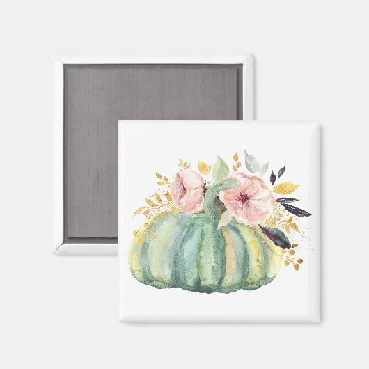 Blauer Kürbis Blumenfall Wasserfarbe elegant Herbs Magnet (Vorderseite/Rückseite)