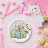 Blauer Kürbis Blumenfall Wasserfarbe elegant Herbs Pappteller (Party)