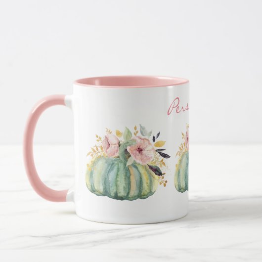 Blauer Kürbis Blumenfall Wasserfarbe elegant Herbs Tasse (Links)