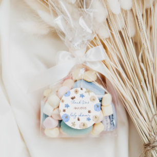 Blauer Kürbis-Junge Baby Shower Danke Runder Aufkleber