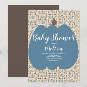 Blauer Kürbisjunge Herbst-Baby-Party Einladung