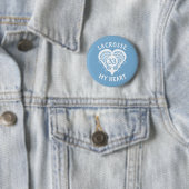 Blauer Lacrosse - Herzknopf Button (Beispiel)