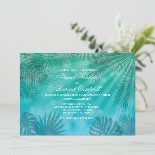 Blauer Lagune Einladung (Stehend Vorderseite)