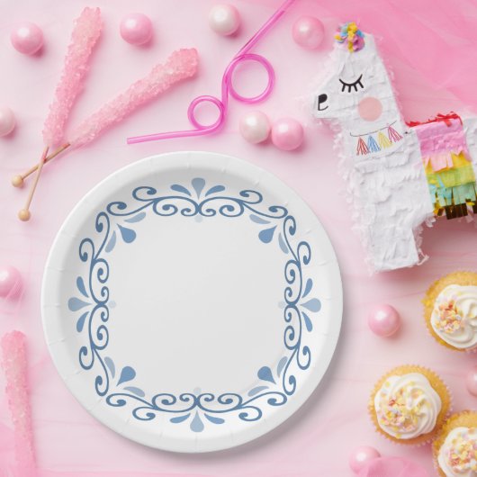 Blauer Lakenkranz Pappteller (Party)