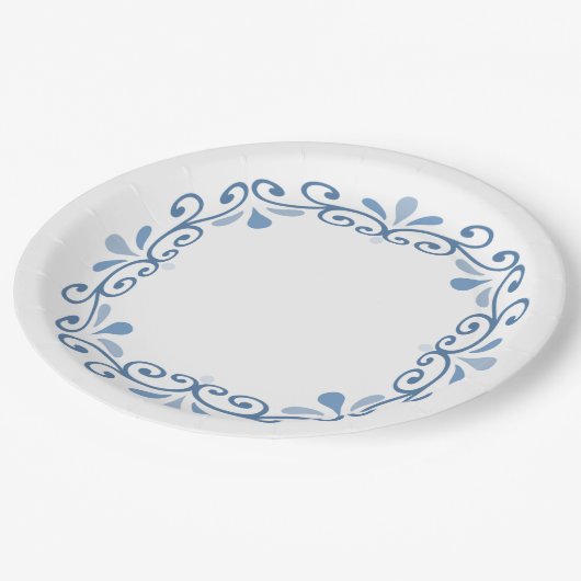 Blauer Lakenkranz Pappteller (Schrägansicht)