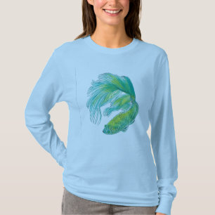 Blauer Langarm-T - Shirt mit Beta Design