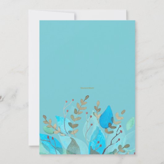 Blauer Leaf Brautparty Einladung (Rückseite)