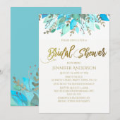 Blauer Leaf Brautparty Einladung (Vorne/Hinten)