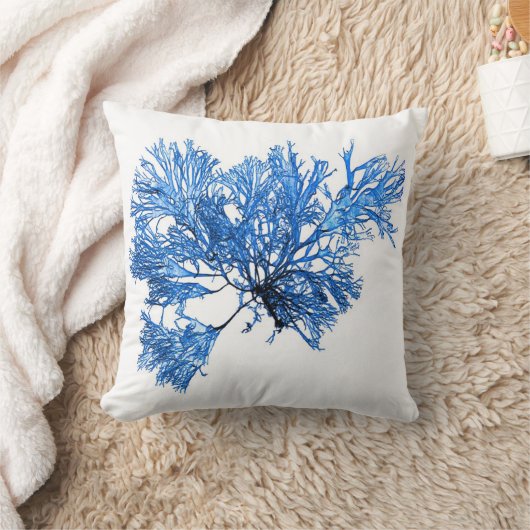 Blauer lebender Küstendekor der Meerespflanze-no.6 Kissen (Decke)