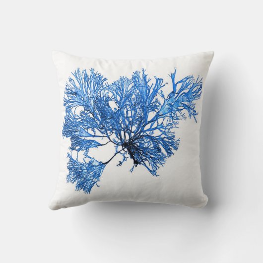 Blauer lebender Küstendekor der Meerespflanze-no.6 Kissen (Rückseite)