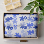 Blauer Lebkuchenmann auf Weiß Seidenpapier (Geschenk)