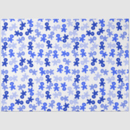 Blauer Lebkuchenmann auf Weiß Seidenpapier