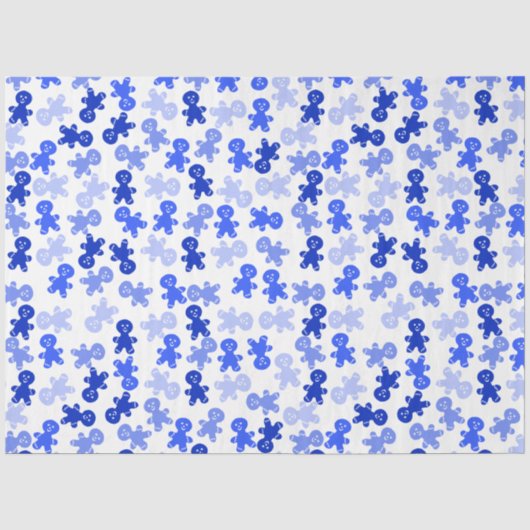 Blauer Lebkuchenmann auf Weiß Seidenpapier (Vorderseite)