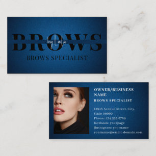 Blauer Leder Brows Typografie Eyebrow Salon Foto Visitenkarte