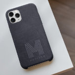 Blauer Leder Dicke Monogram Masculine Case-Mate iPhone 14 Hülle<br><div class="desc">Ein fett gedrucktes Monogramm</div>