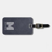 Blauer Leder Dicke Monogram Masculine Gepäckanhänger (Vorderseite horizontal)