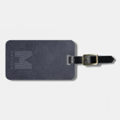 Blauer Leder Dicke Monogram Masculine Gepäckanhänger (Vorderseite horizontal)