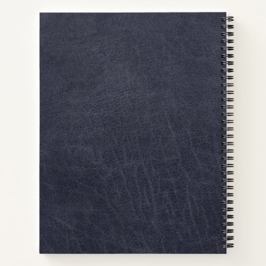 Blauer Leder Dicke Monogram Masculine Notizblock (Rückseite)