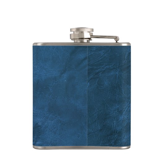 Blauer Leder Hüftkolben Flachmann (Rückseite)