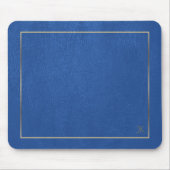 Blauer Leder Textur Gold Rahmen Custom Monogram Mousepad (Vorne)