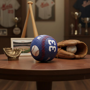 Blauer Lederdruck Spieler Name Teamnummer  Baseball