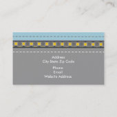 Blauer Lederlook und Muster gelb modern Visitenkarte (Rückseite)