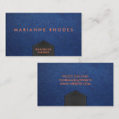 Blauer Lederstich | Embossed Letting Visitenkarte (Vorne/Hinten)