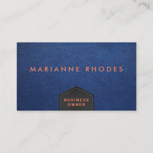 Blauer Lederstich Embossed Letting Visitenkarte