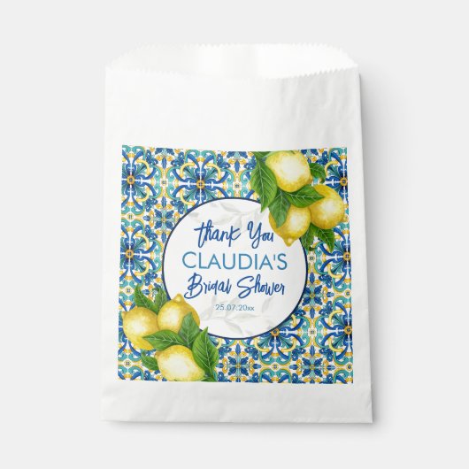 Blauer Lemon Amalfi Positano Brautparty Geschenktütchen (Vorderseite)