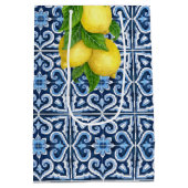 Blauer Lemon Amalfi Positano Brautparty Mittlere Geschenktüte (Rückseite)