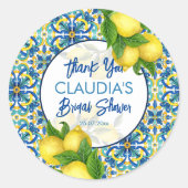 Blauer Lemon Amalfi Positano Brautparty Runder Aufkleber (Vorderseite)