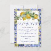 Blauer Lemon Foto Hochzeit Save The Date (Vorderseite)