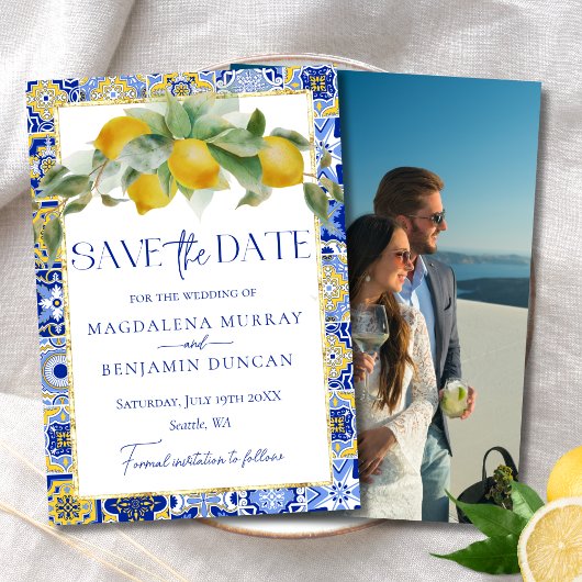 Blauer Lemon Foto Hochzeit Save The Date