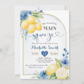 Blauer Lemon Main Squeeze Brautparty Einladung (Vorderseite)