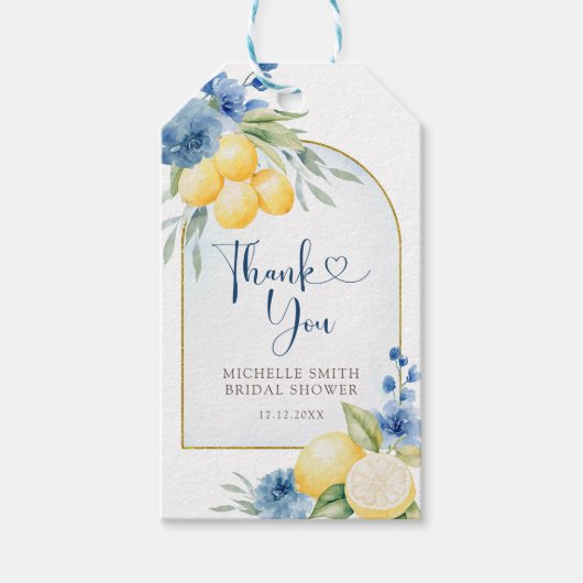 Blauer Lemon Main Squeeze Brautparty Geschenkanhänger (Vorderseite)