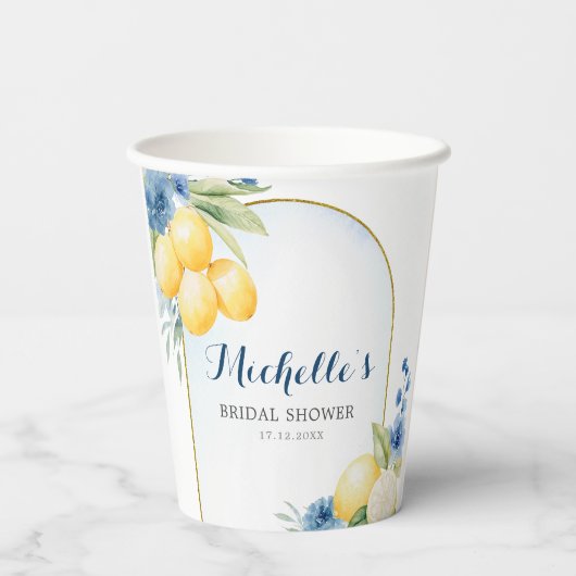 Blauer Lemon Main Squeeze Brautparty Pappbecher (Rückseite)