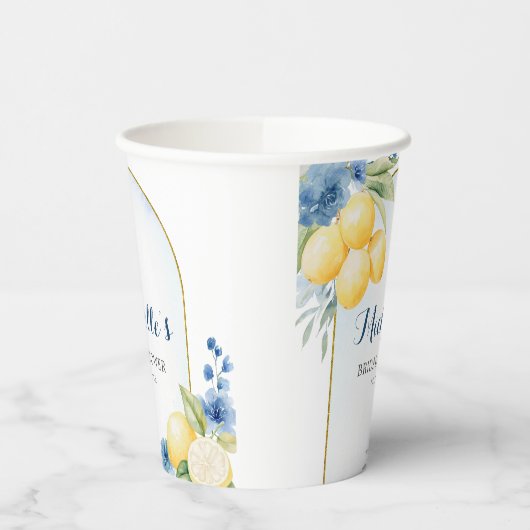 Blauer Lemon Main Squeeze Brautparty Pappbecher (Links)