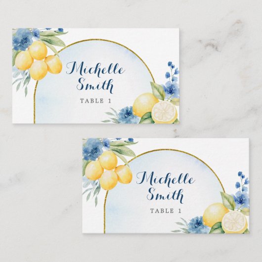 Blauer Lemon Main Squeeze Brautparty Platzkarte (Vorne/Hinten)