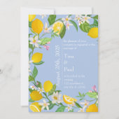 Blauer Lemon Wedding Einladung (Vorderseite)
