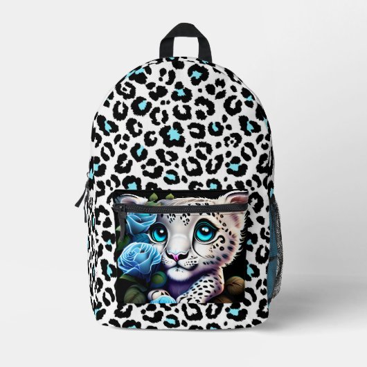 Blauer Leopard Bedruckter Rucksack (Vorderseite)
