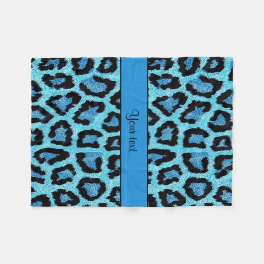 Blauer Leopard-Druck Fleecedecke (Vorderseite (Horizontal))