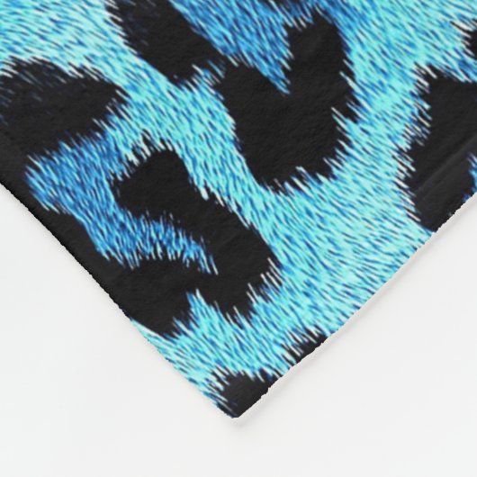 Blauer Leopard-Druck Fleecedecke (Ecke)